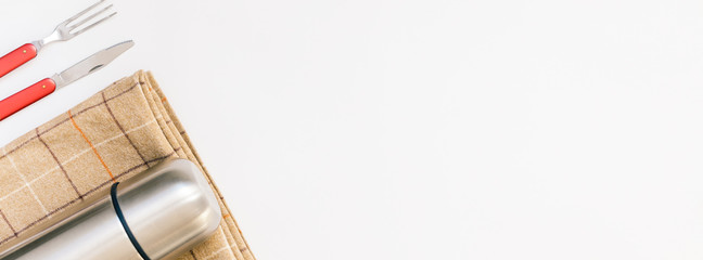 Concept flat lay outdoors tourism weekend