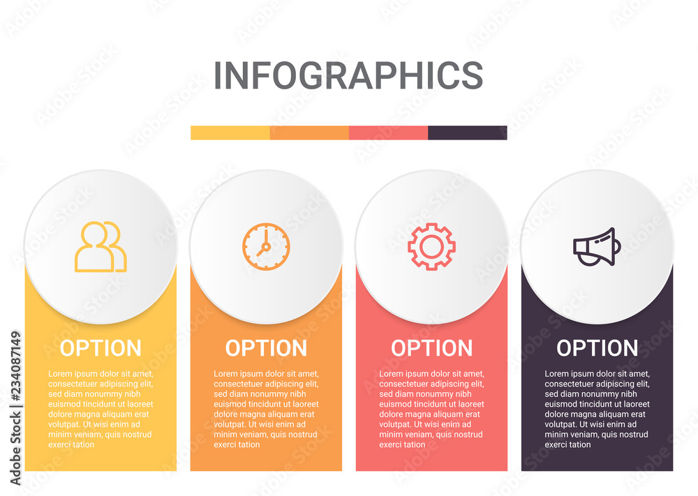 Poster Infographics diagram with 4 steps, options, or processes. Vector business template for presentation. business data visualization.