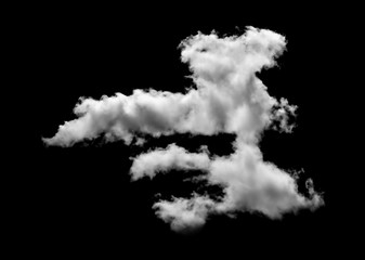 Clouds isolated on black background.