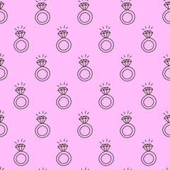 Vector seamless pattern with diamond ring. Wedding background. EPS10. Wallpaper for clothes for girls.