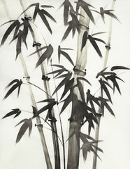 monochrome bamboo trees