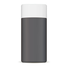 Hair cosmetic bottle mockup. Packaging for cosmetic products: shampoo, gel, hair care, oil, moisturizer, conditioner. Mate gray can with white lid. 3d Vector illustration design.