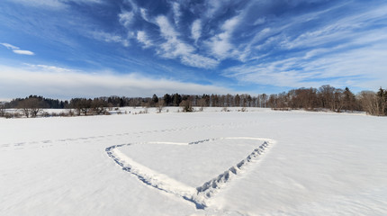 Winter Landscape with a Love Heart in the snow