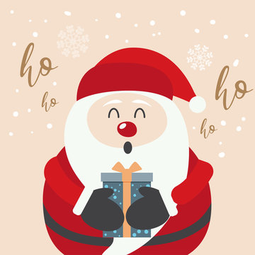 Cute santa christmas hoilday with hand drawn lettering