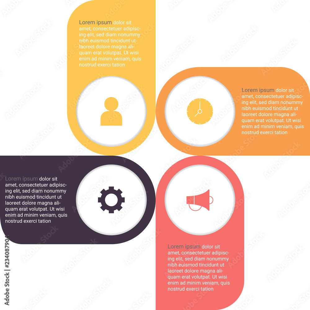 Poster Infographics diagram with 4 steps, options, or processes. Vector business template for presentation. business data visualization.