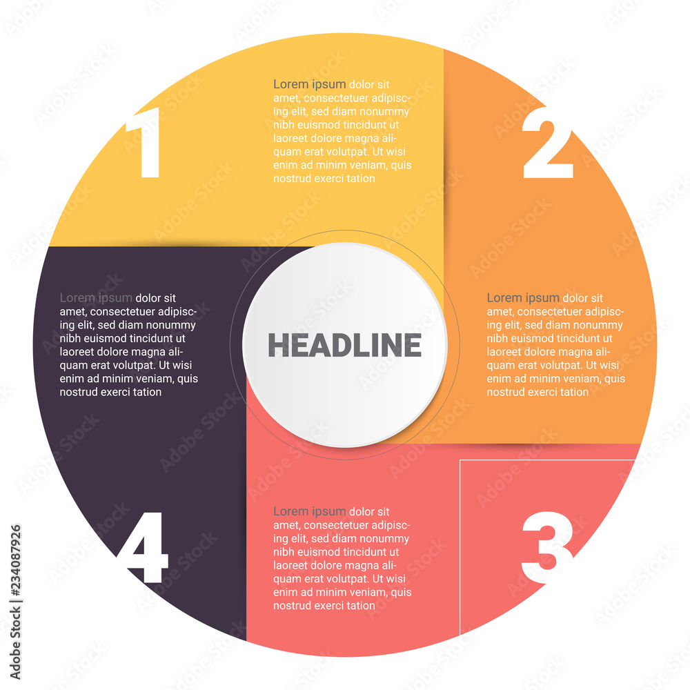 Poster Infographics diagram with 4 steps, options, or processes. Vector business template for presentation. business data visualization.