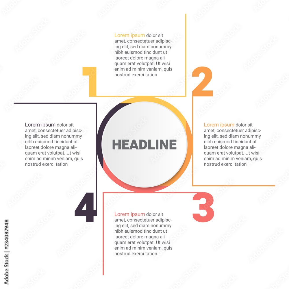 Poster Infographics diagram with 4 steps, options, or processes. Vector business template for presentation. business data visualization.