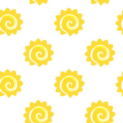 Vector seamless pattern with stylized sun. Summer background. Creative colorful wallpaper. For textile and fabric, cover, print on clothes. Ether sign.