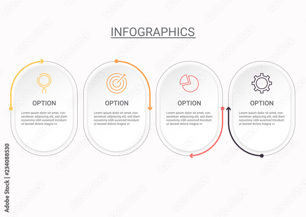 Poster Infographics diagram with 4 steps, options, or processes. Vector business template for presentation. business data visualization.