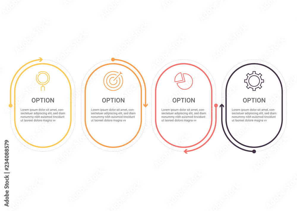 Aufkleber Infographics diagram with 4 steps, options, or processes. Vector business template for presentation. business data visualization.