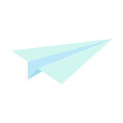 Naklejka premium Paper plane vector illustration or incoming message icon. Designed for web and prints. Light blue plane for showing new message or email.