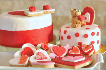 Valentine's special cake, cookies and cupcakes