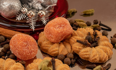 Set of Christmas spices and sweet