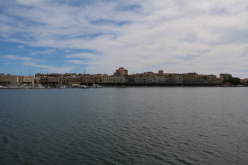 Fototapeta premium View to Foro Vittorio Emanuele II and Marina in Ortigia Syracuse, Sicily Italy 