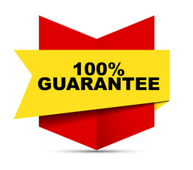 red vector banner 100% guarantee