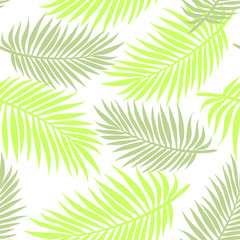 Green palm leaves. Seamless summer pattern