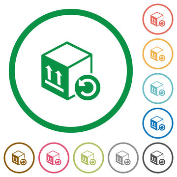 Package return flat icons with outlines