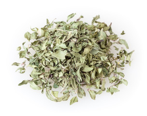 Heap of dry thyme isolated on white background
