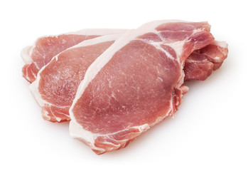 Raw pork meat isolated on white background with clipping path