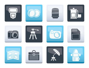 Photography equipment icons over color background - vector icon set