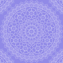 Seamless pattern with mandala ornament. Hand drawn illustration