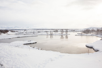 Thingvellir National Park or better known as Iceland pingvellir National Park during winter