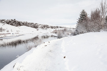 Thingvellir National Park or better known as Iceland pingvellir National Park during winter