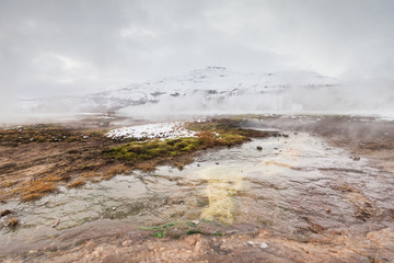 Geysir or sometimes known as The Great Geysir which is a geyser in Golden Circle southwestern Iceland