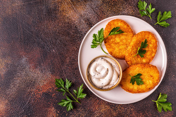 Potato pancakes, hash braun.