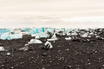 Fototapeta na wymiar Jokulsarlon is a glacial lagoon or better known as Iceberg Lagoon which located in Vatnajokull National Park Iceland