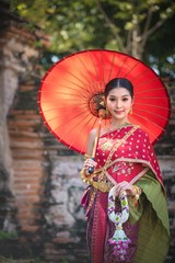 Asia woman in Thai dress traditional