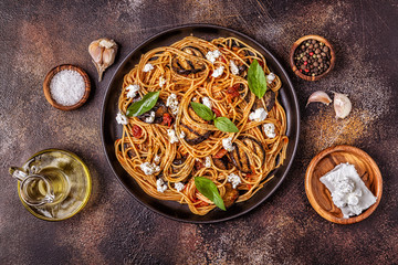Pasta alla Norma - traditional Italian food.