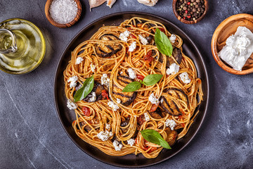 Pasta alla Norma - traditional Italian food.