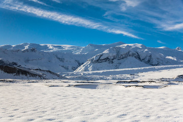 Fototapeta premium Jokulsarlon snow landscape in Hvannadalshnukur, Iceland for beautiful background