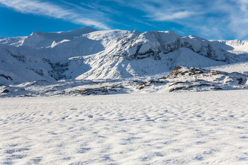 Jokulsarlon snow landscape in Hvannadalshnukur, Iceland for beautiful background