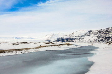 Jokulsarlon snow landscape in Hvannadalshnukur, Iceland for beautiful background