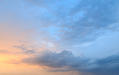 purple dramatic sunset and blue sky