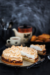 Fresh homemade delicious apple meringue cake