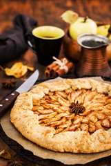 Apples and cinnamon rustic open pie (galette)