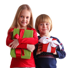 Children with Christmas gifts