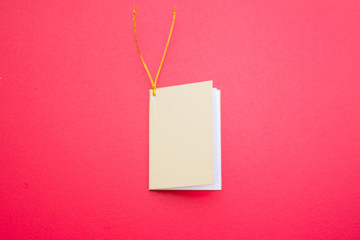 blank of card on red background. soft focus.