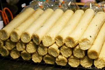 Fried chinese fish sausage.