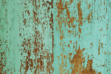 Turquoise Blue Wood Panel with Peeling Paint Texture