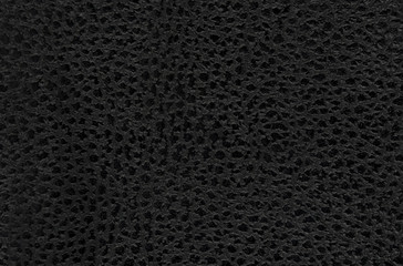 Black natural leather texture macro. Dark material with a pattern, wallpaper background