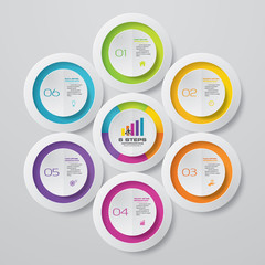 simple&editable 6 steps process. Simple&Editable abstract design element. Vector.	