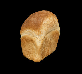 White bread loaf isolated on black background