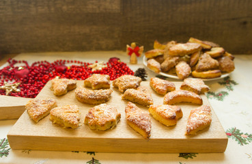 Christmas cookies on wooden background