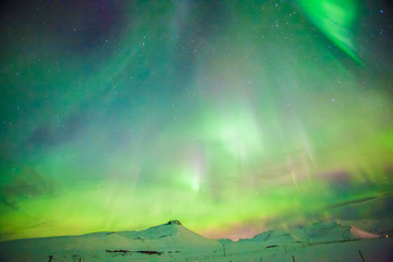 Aurora Borealis or better known as The Northern Lights for background view in Iceland, Snaefellsnesvegur during winter
