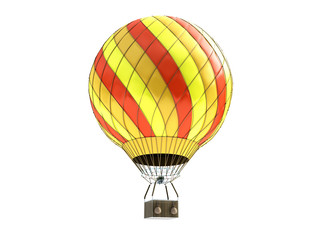 Hot Air color balloon 3d render on white background