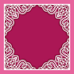 Square frame with lace border ornament